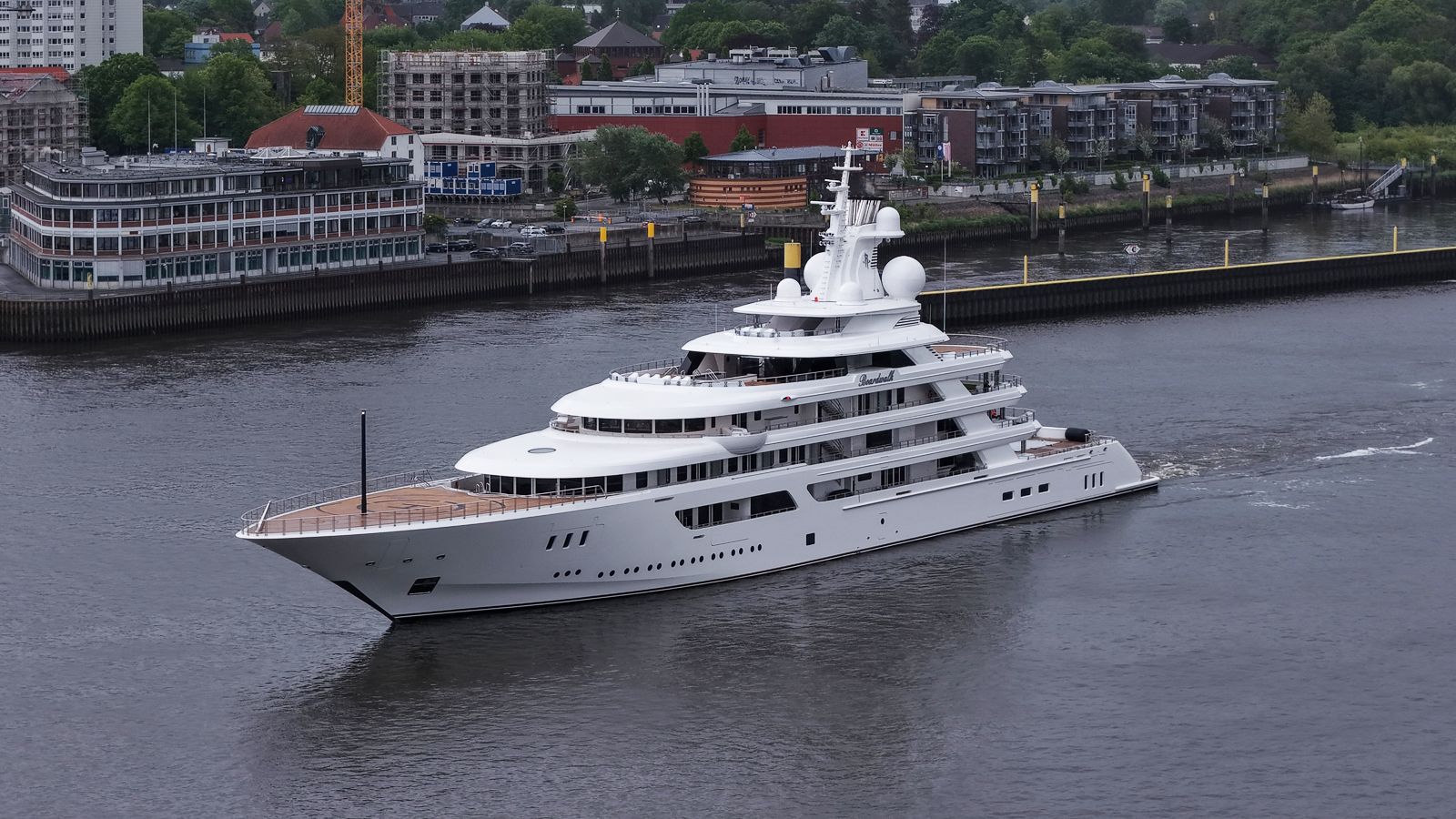 117m Lürssen superyacht Boardwalk departs sheds for Gibraltar
